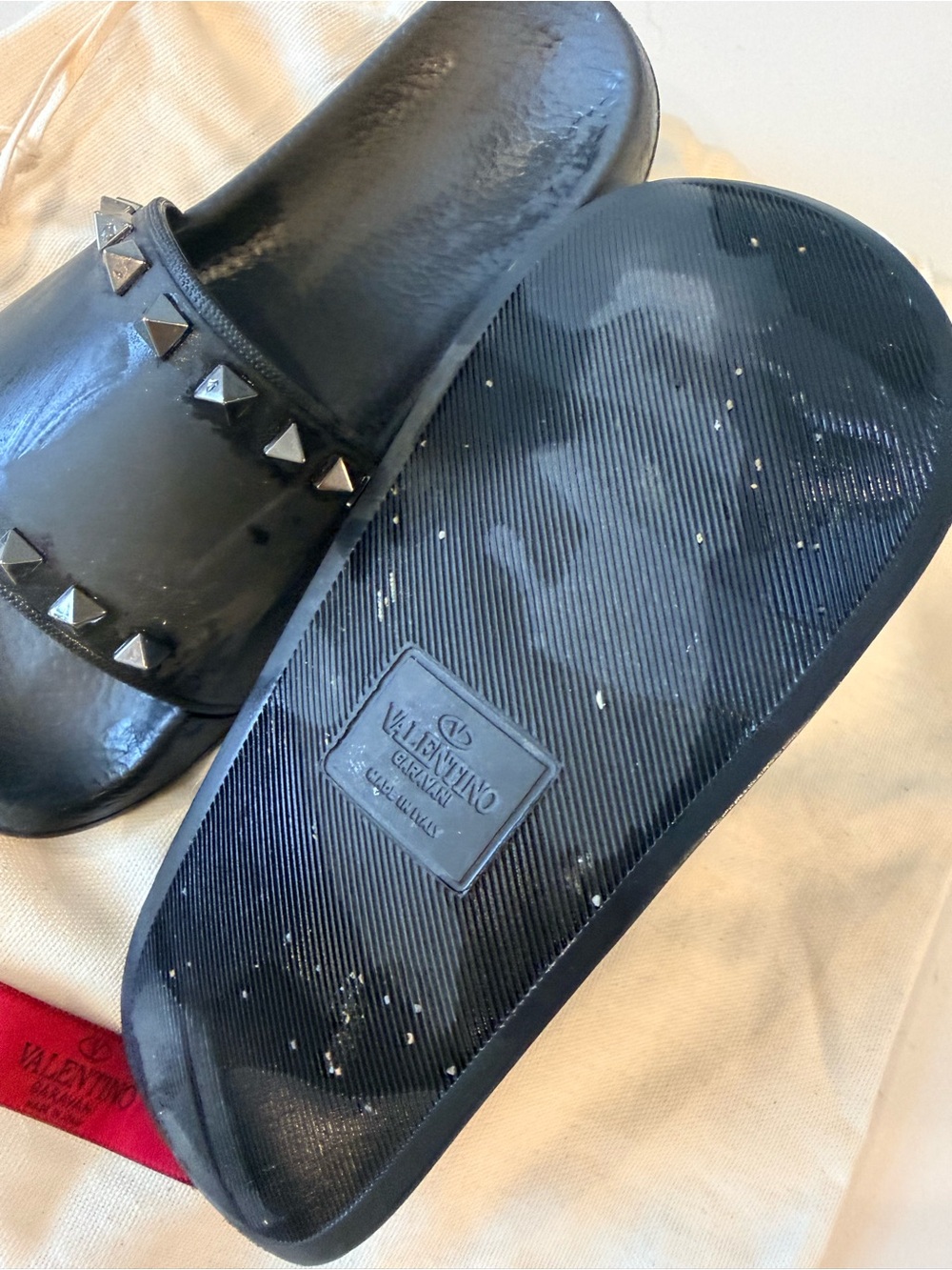 Valentino Garavani Black Studded Slide Sandals - Picture 2 of 2